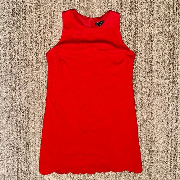 Aqua Women's Sleeveless A-Line Ruffle Bottom Dress in Red Size Large - Picture 4 of 10